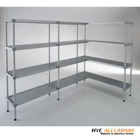 Scaffalatura Alluminio per cella H 170 4 Piani in Plastica prof. 35