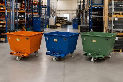 Gamma benne ribaltabili industriali G-Flip Steel: Arancio, Blu e Verde